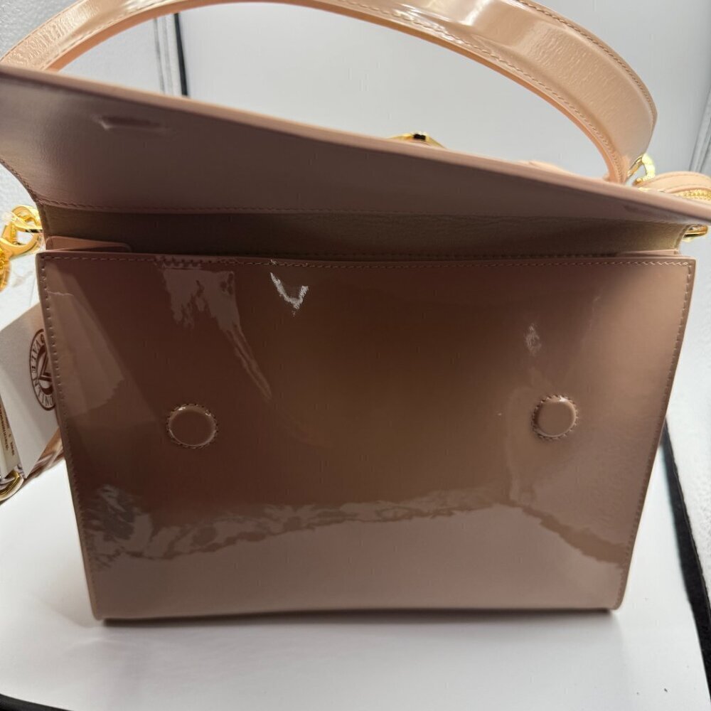 Orlandi Valentino Beige Patent Leather Crossbody Bag New With Tags - Picture 4 of 12